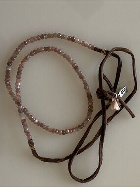 CLP Christy Lea Payne Chocolate Moonstone Leather Necklace/Bracelet